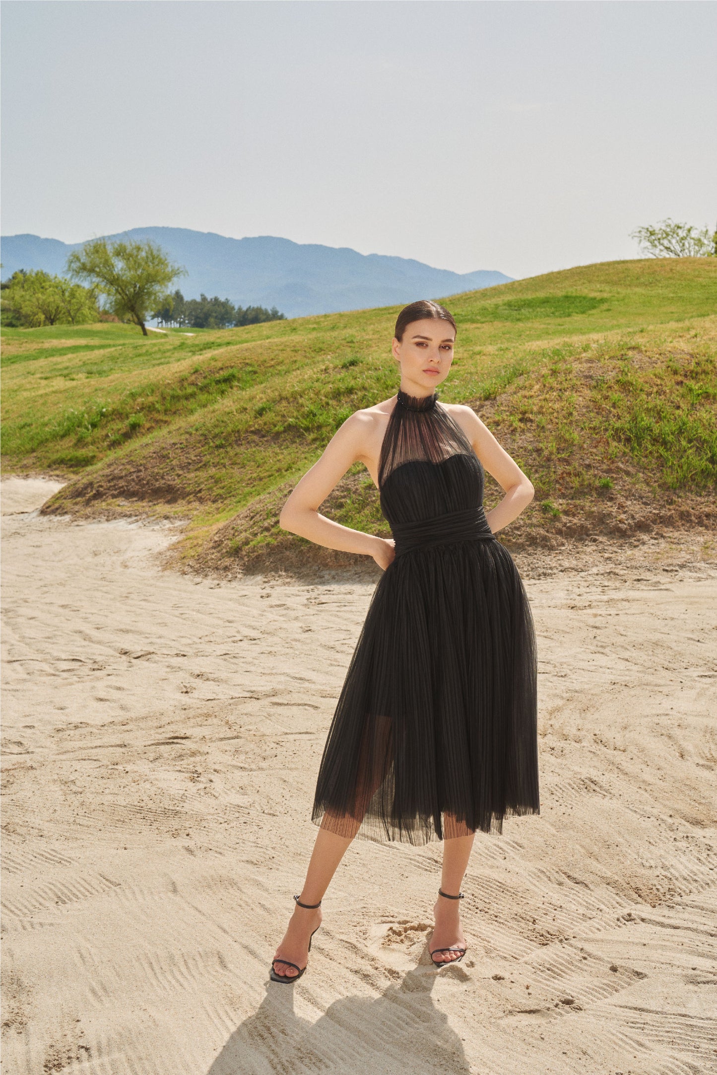BIANA BLACK MIDI DRESS