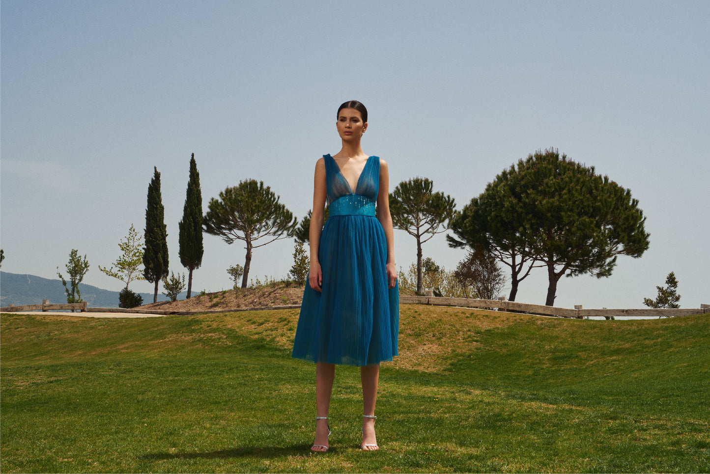 TIA PETROL BLUE MIDI DRESS