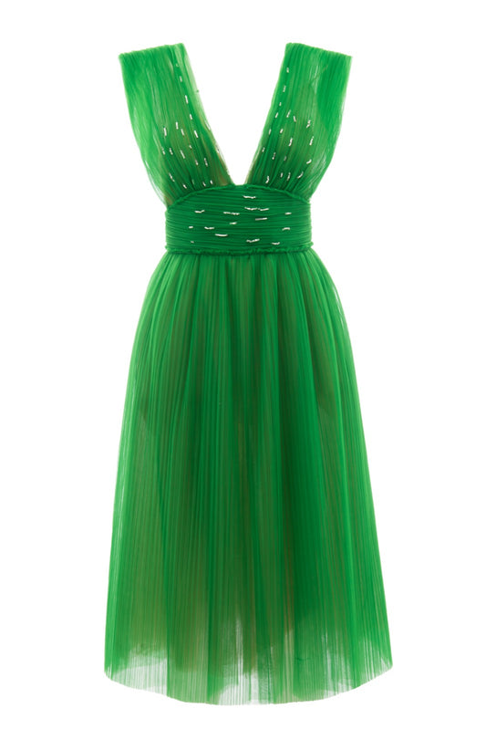 TIA GREEN MIDI DRESS