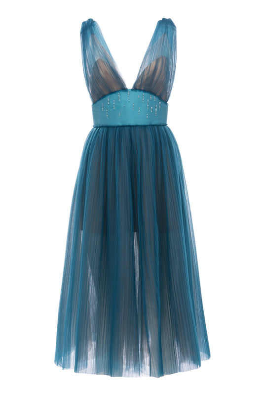 TIA PETROL BLUE MIDI DRESS